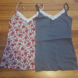 2 Old Navy v-neck tanks with lace detail